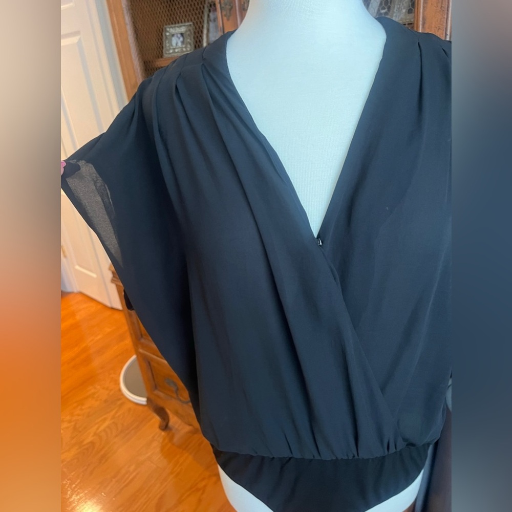 Kori Drape Chiffon Cap Sleeve Bodysuit - Picture 7 of 10
